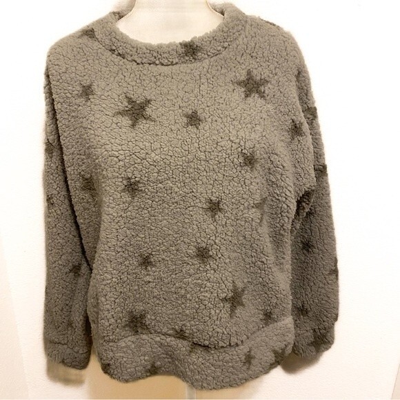 Thread & Supply Sweaters - NWT THREADY & SUPPLY - Gray Star Teddy Bear Sweater SIZE Small